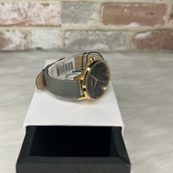 Nixon Kensington Leather Light Gold/Charcoal Casual Designer Women's Watch - Picture 6 of 10